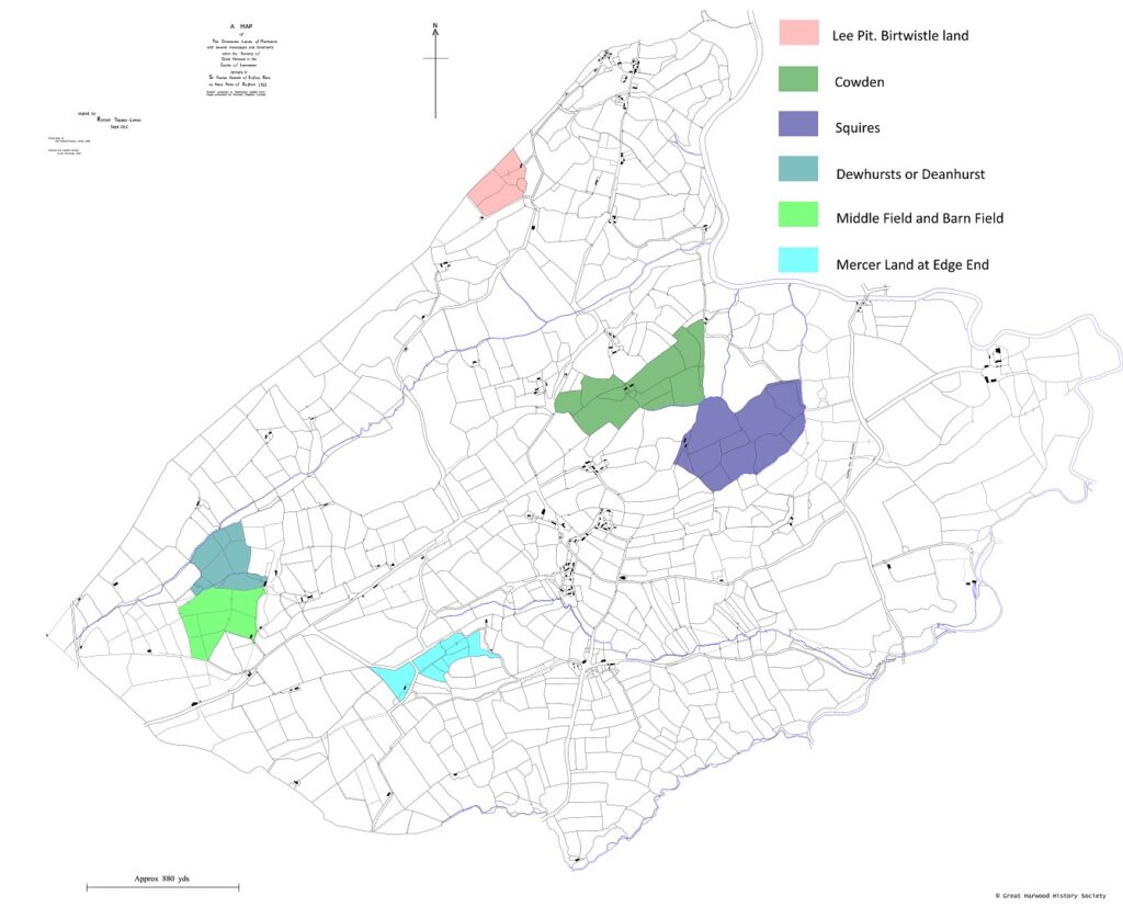 Cowden lands shown on a plan of Great Harwood.