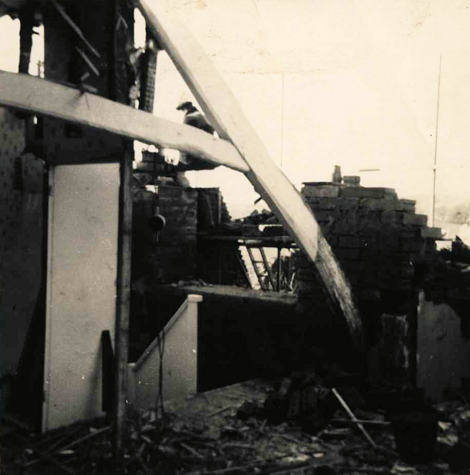 Cruck frame exposed during renovations at Cowden