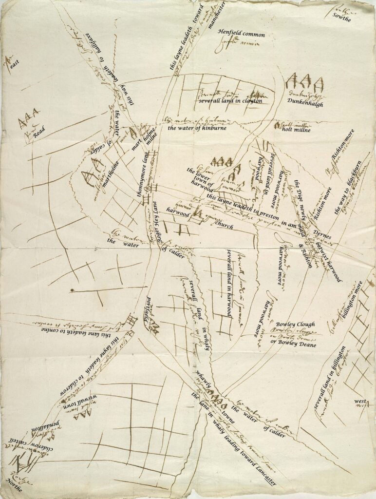 1603 plan with transcribed text.