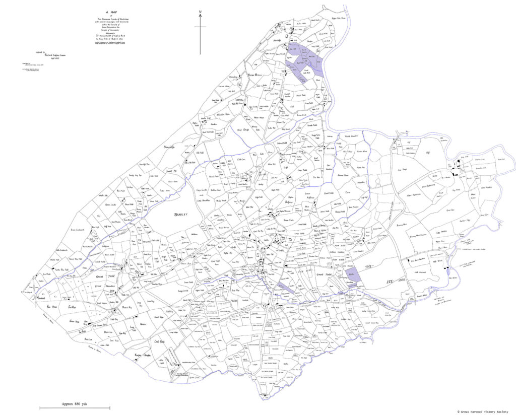 1763 plan with field names of Great Harwood