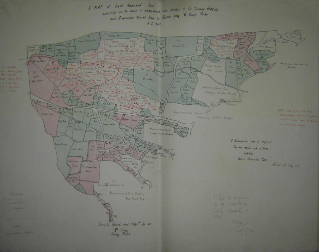 Plan made to show allocation of land for enclosure in 1762.