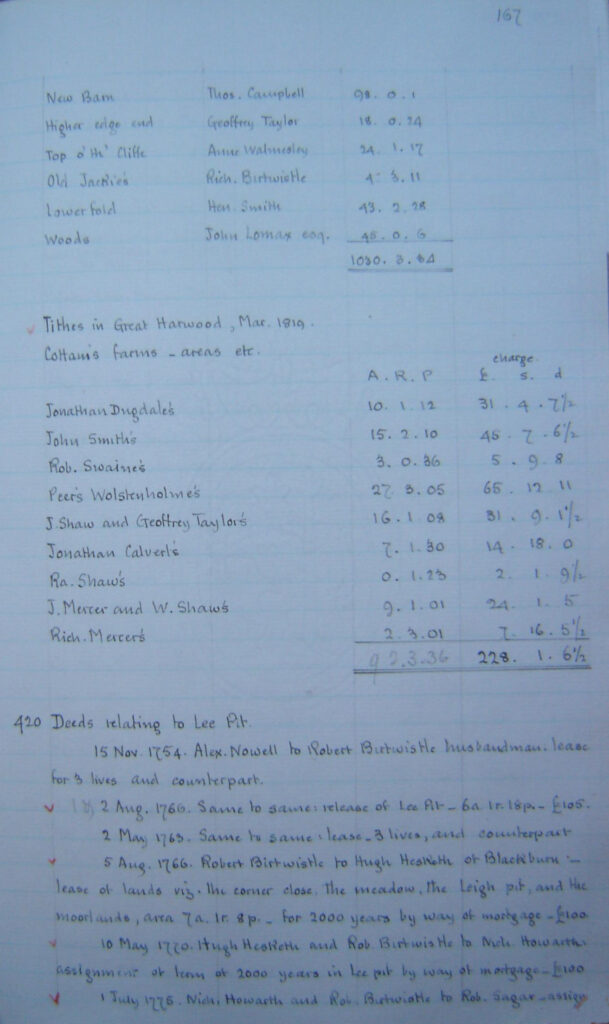 Tithe schedule 1818 - 1845