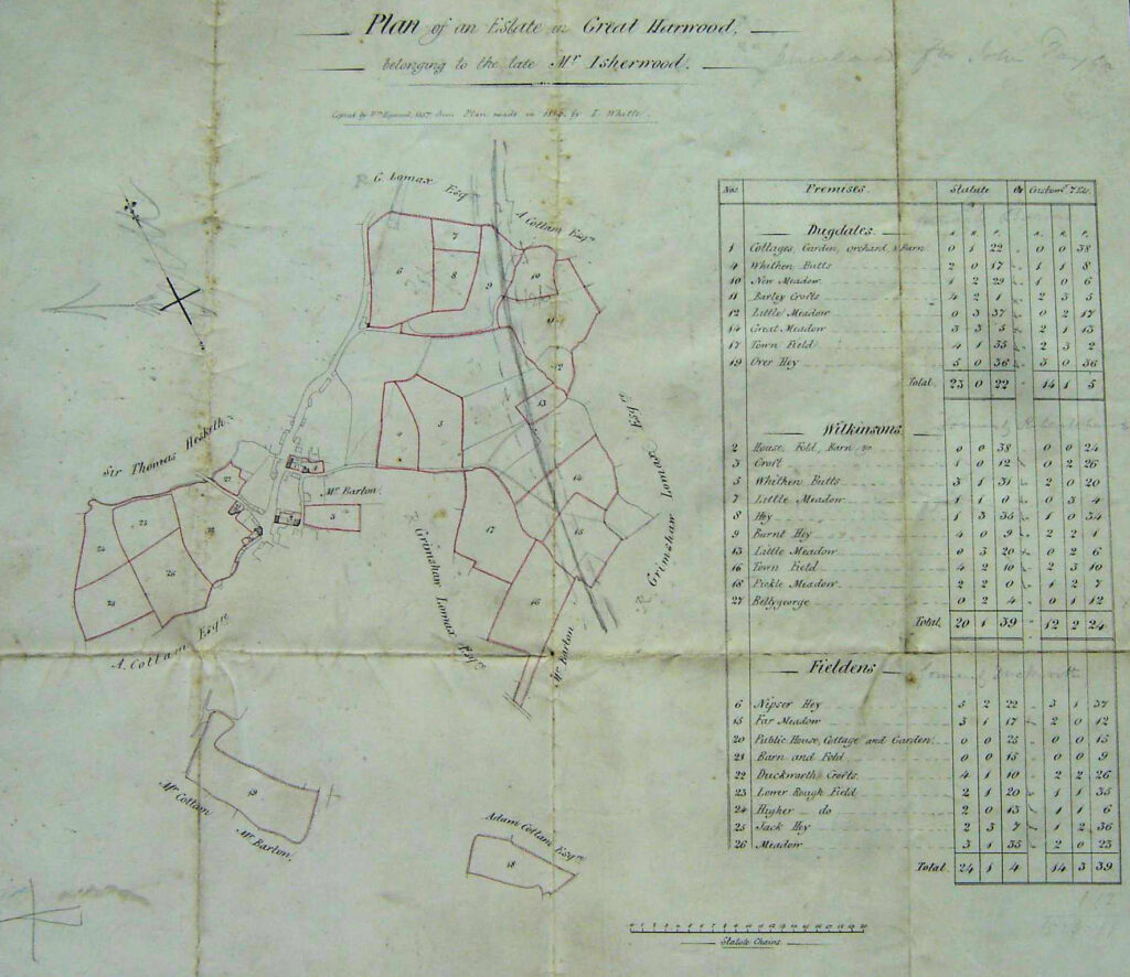 Plan of Isherwood estate in centre of Great Harwood 1814