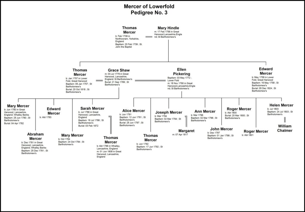 Mercer of Lowerfold family tree