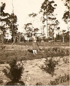 Eda watering the garden