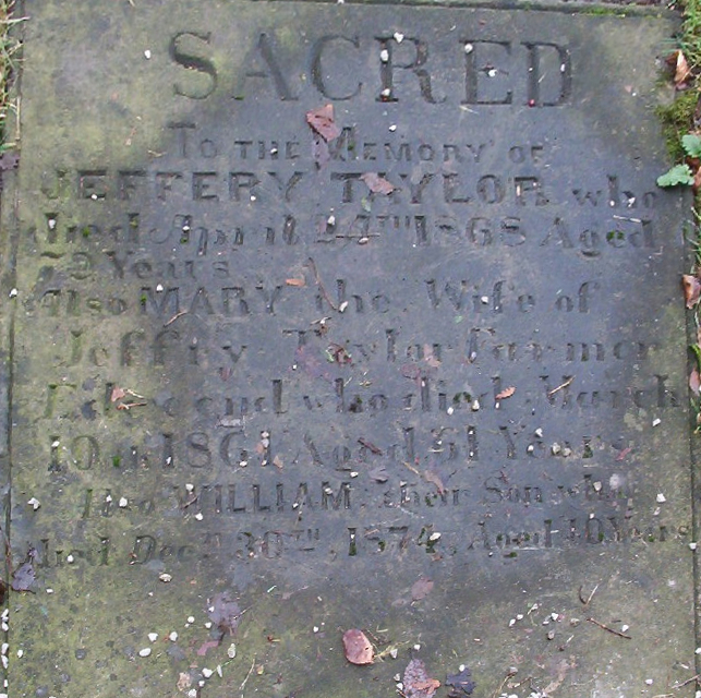 Image of the gravestone of Jeffery Taylor 1868